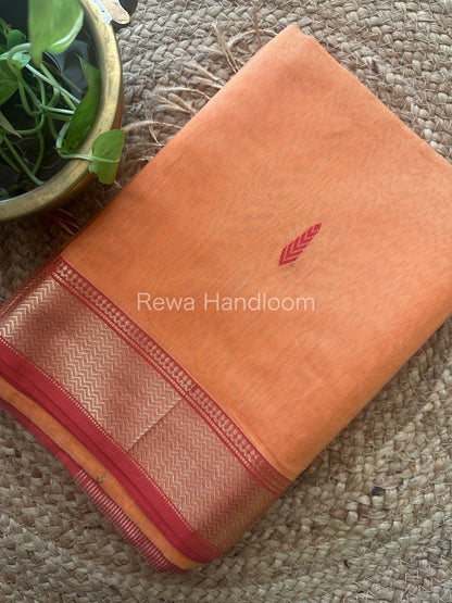 Maheshwari Peach Tissue Butti Saree TBS003
