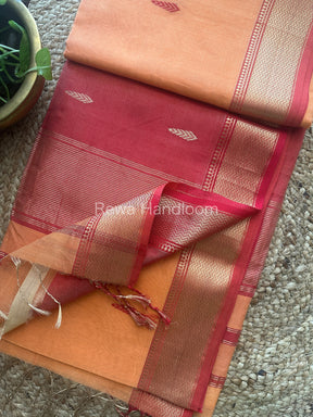 Maheshwari Peach Tissue Butti Saree-TBS03