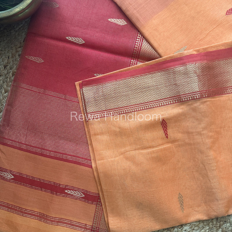 Maheshwari Peach Tissue Butti Saree-TBS003