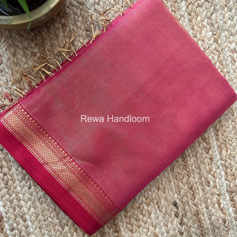 Maheshwari Pink Tissue Silk Saree TB041