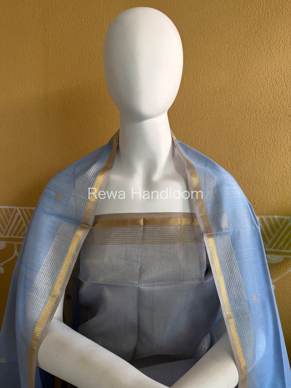 Maheshwari Sky Blue Tissue Dress Material TTD06