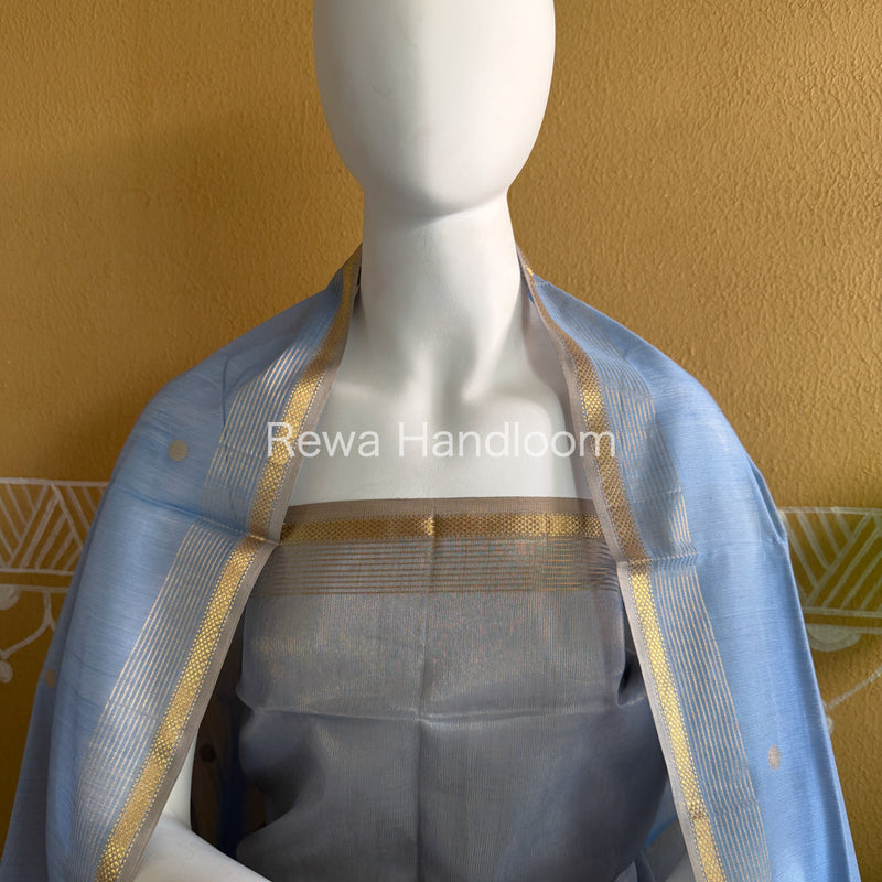 Maheshwari Sky Blue Tissue Dress Material TTD06