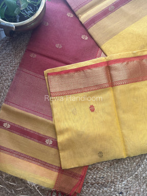 Maheshwari Yellow Tissue Butti Saree-TBS01