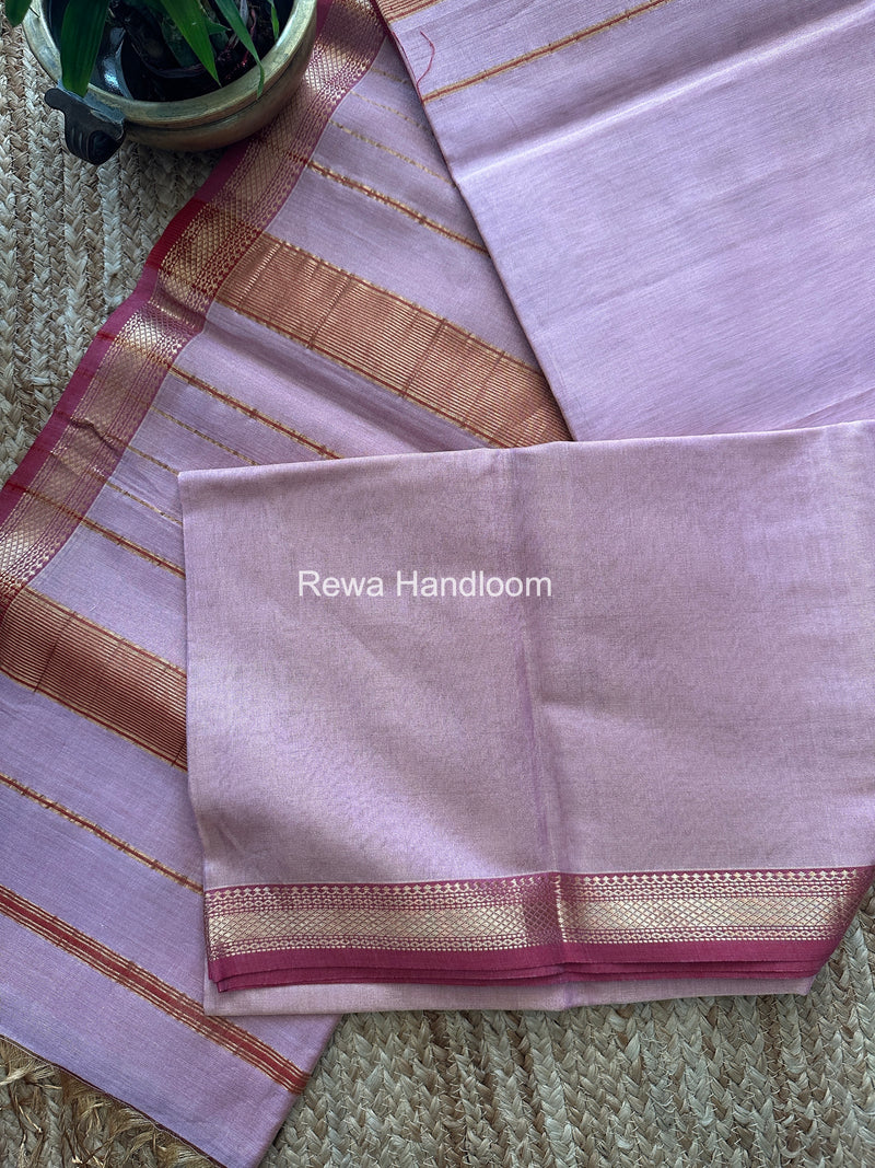 Maheshwari Baby Pink Tissue Silk Saree TB037