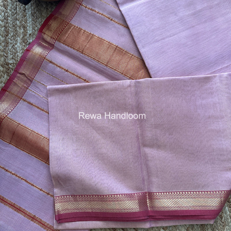 Maheshwari Baby Pink Tissue Silk Saree TB037