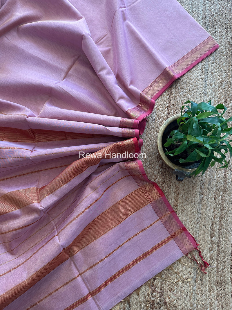 Maheshwari Baby Pink Tissue Silk Saree TB037