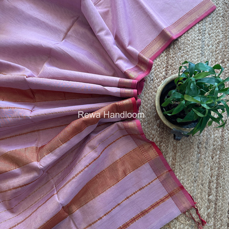 Maheshwari Baby Pink Tissue Silk Saree TB037