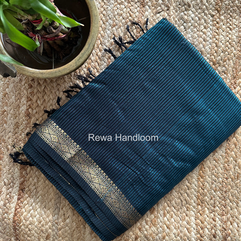 Maheshwari Aqua Green Garbha Reshami Rich Pallu Silk Saree GRPS012