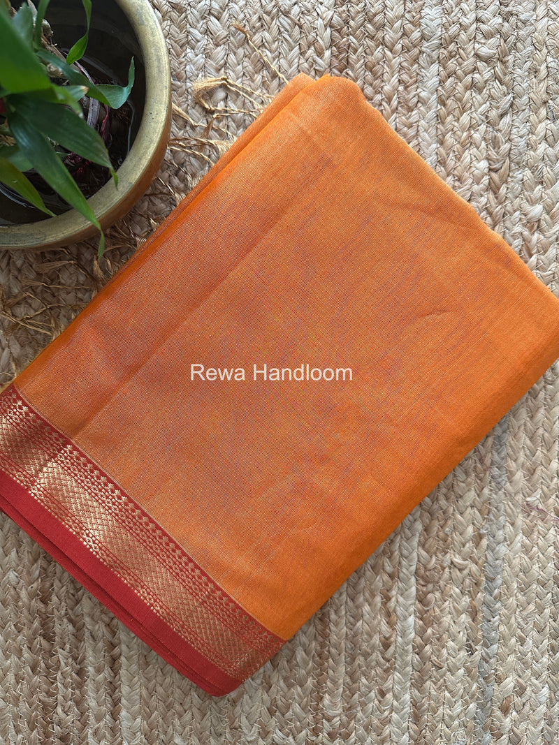 Maheshwari Orange Tissue Silk Saree TB033