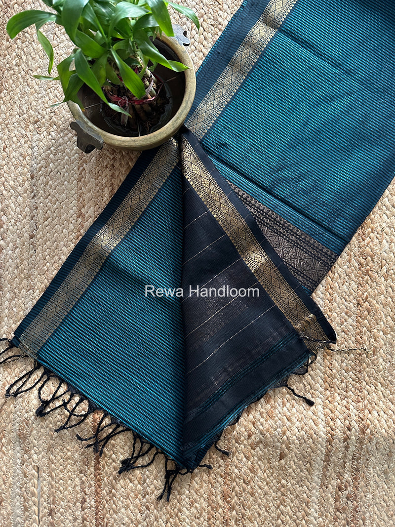 Maheshwari Aqua Green Garbha Reshami Rich Pallu Silk Saree GRPS012