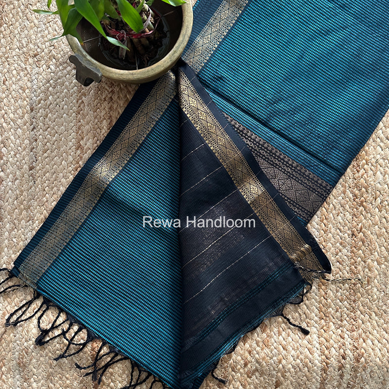 Maheshwari Aqua Green Garbha Reshami Rich Pallu Silk Saree GRPS012