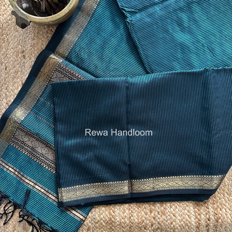 Maheshwari Aqua Green Garbha Reshami Rich Pallu Silk Saree GRPS012