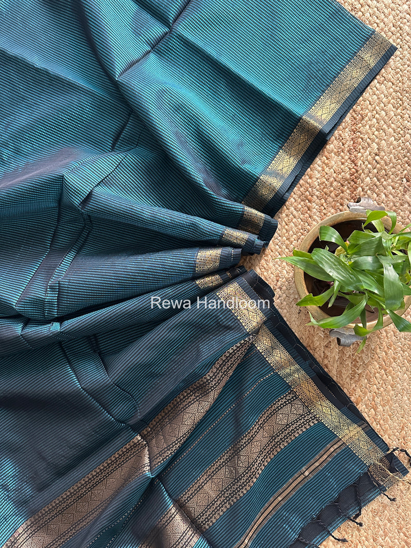 Maheshwari Aqua Green Garbha Reshami Rich Pallu Silk Saree GRPS012