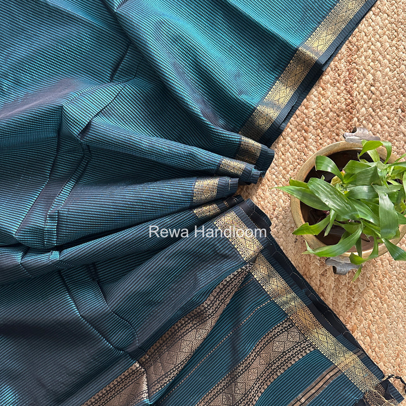 Maheshwari Aqua Green Garbha Reshami Rich Pallu Silk Saree GRPS012
