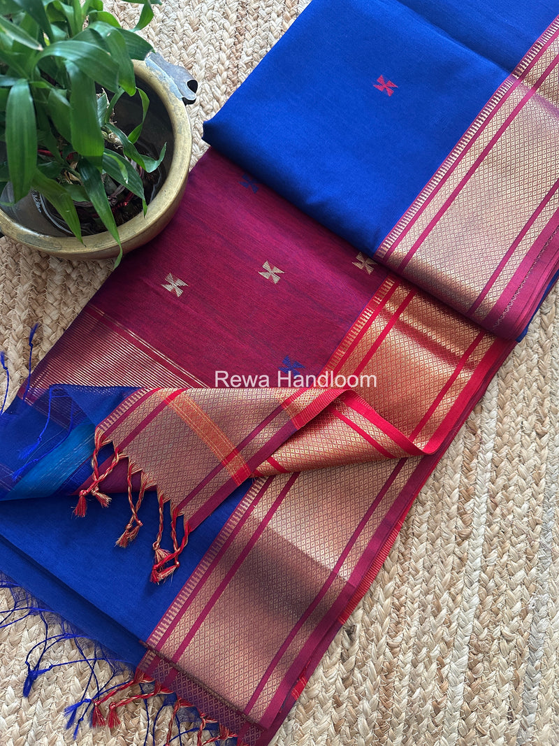 Maheshwari Swastika Butti Saree
