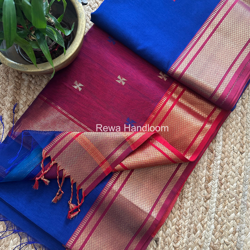 Maheshwari Swastika Butti Saree