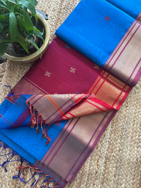 Maheshwari Swastika Butti Saree
