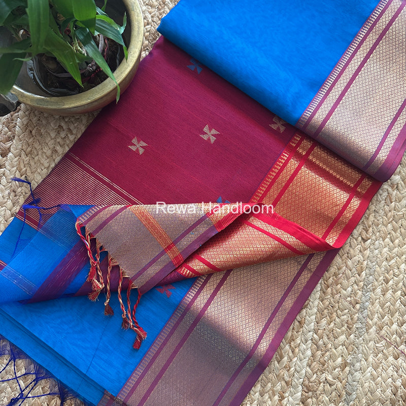 Maheshwari Swastika Butti Saree