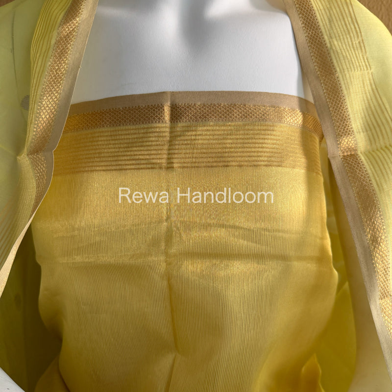 Maheshwari Lemon Yellow Tissue Dress Material TTD09
