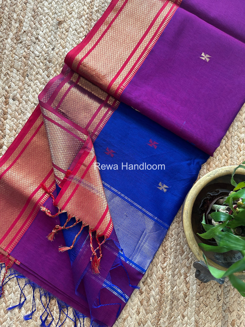 Maheshwari Swastika Butti Saree