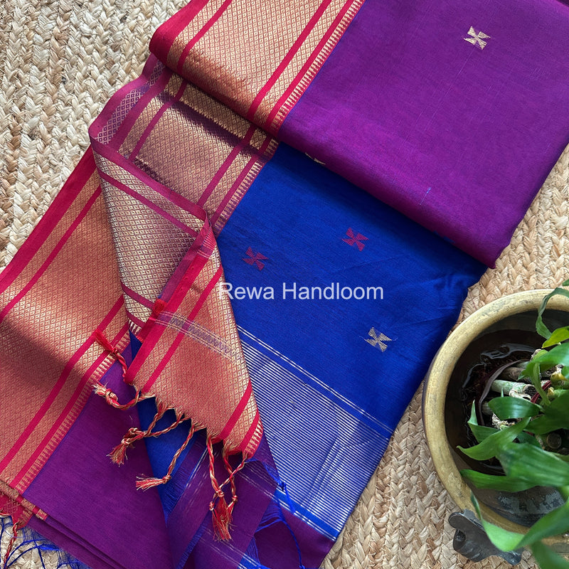 Maheshwari Swastika Butti Saree