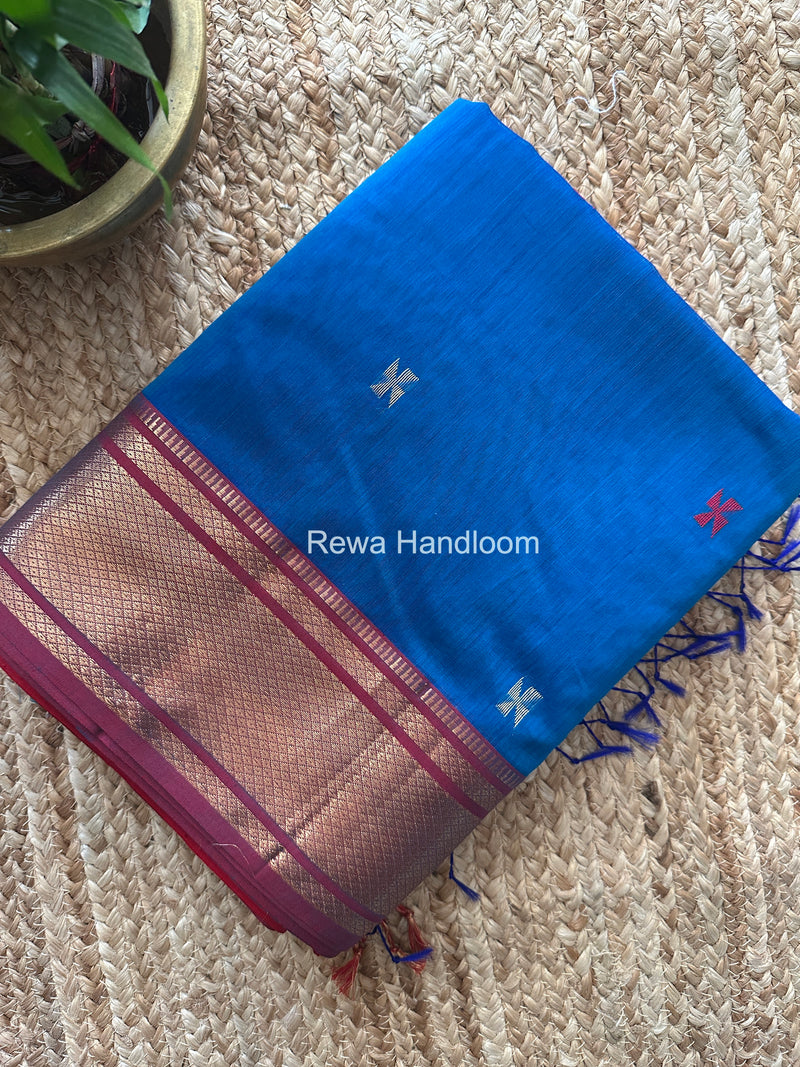 Maheshwari Morpankhi Swastika Butti Saree SW061