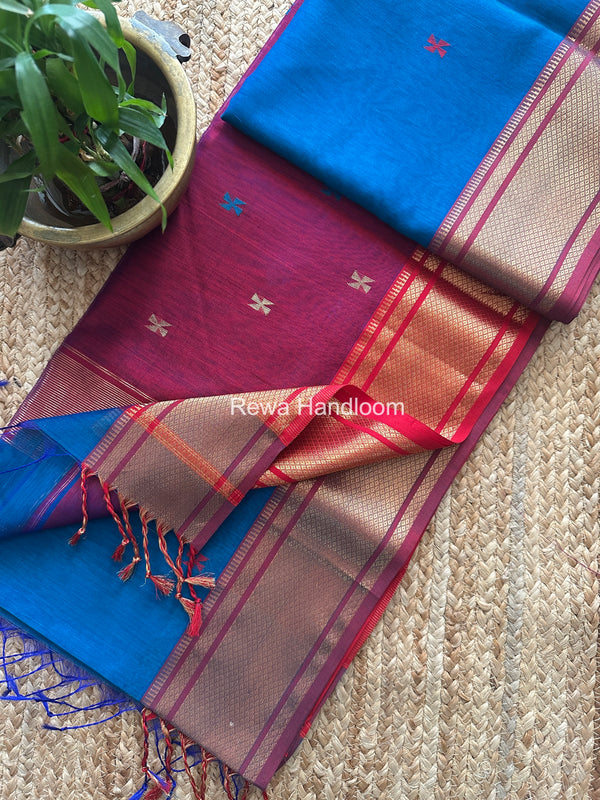 Maheshwari Swastika Butti Saree