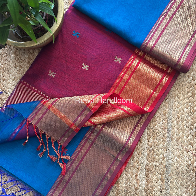 Maheshwari Swastika Butti Saree