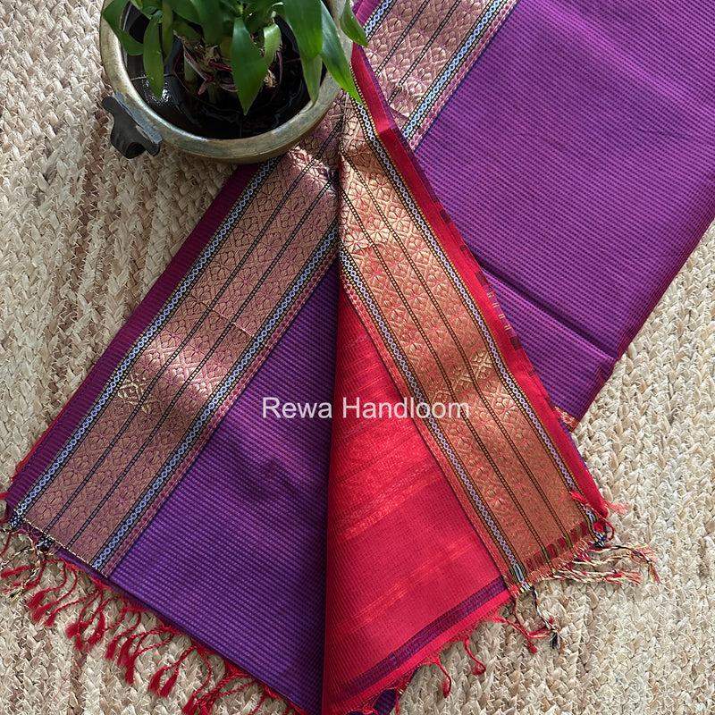 Maheshwari Magenta Garbha Reshami Rich Pallu Silk Saree GRS011