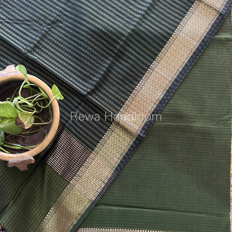 Maheshwari Mehendi Green Checks Dress Material CPT16