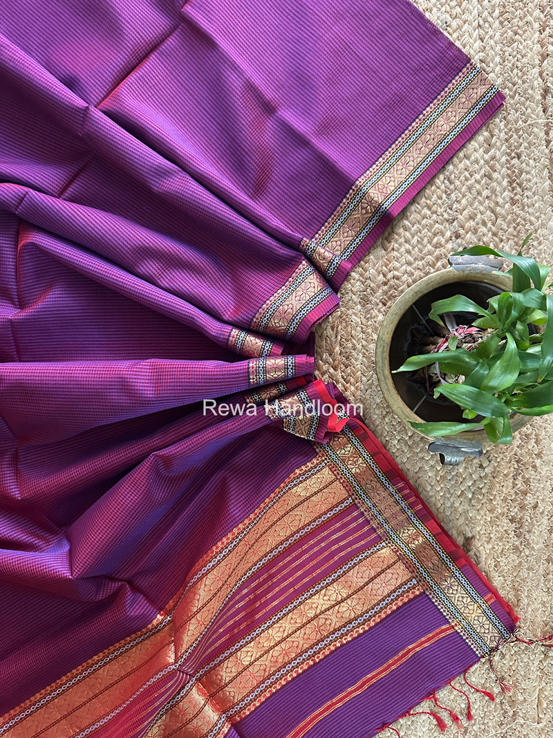 Maheshwari Magenta Garbha Reshami Rich Pallu Silk Saree GRS011