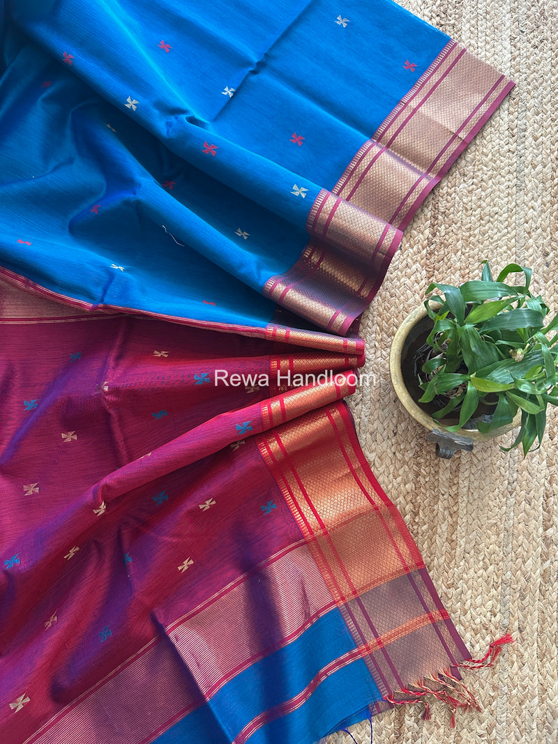 Maheshwari Morpankhi Swastika Butti Saree SW061