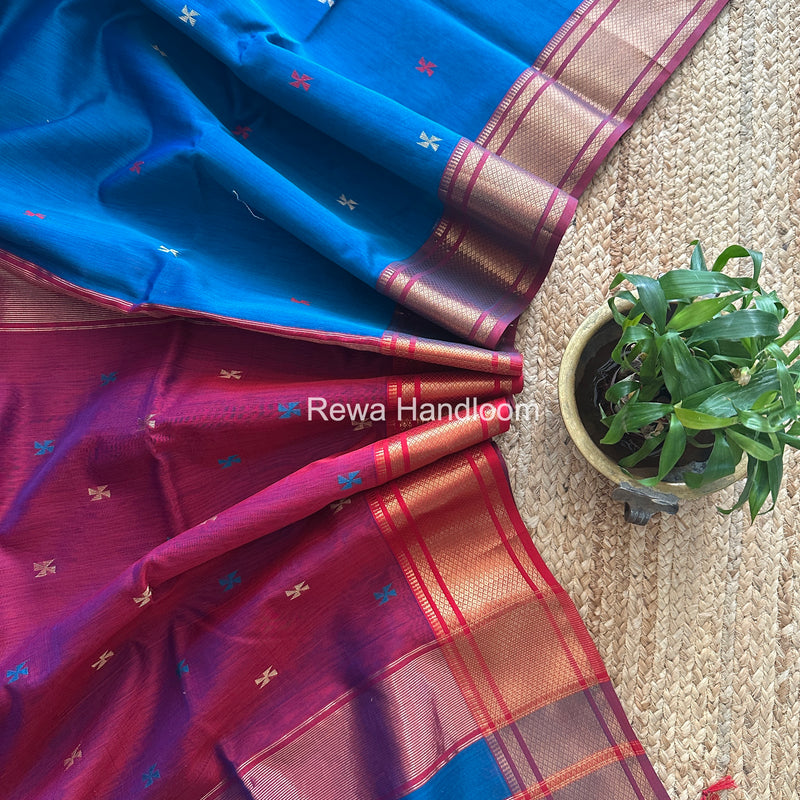 Maheshwari Morpankhi Swastika Butti Saree SW061