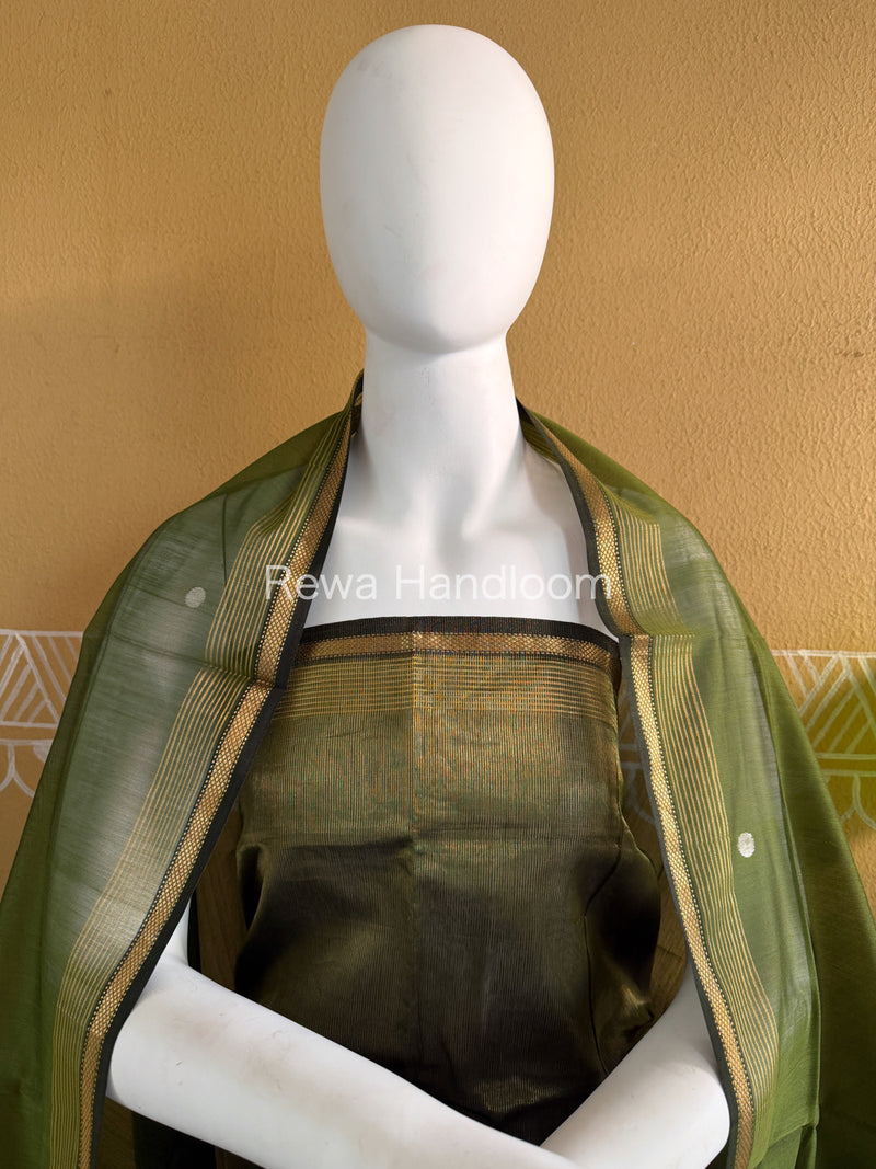 Maheshwari Green Tissue Dress Material TTD010