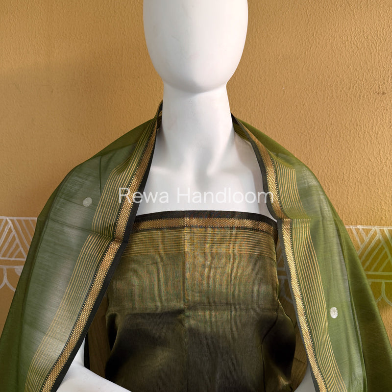 Maheshwari Green Tissue Dress Material TTD010