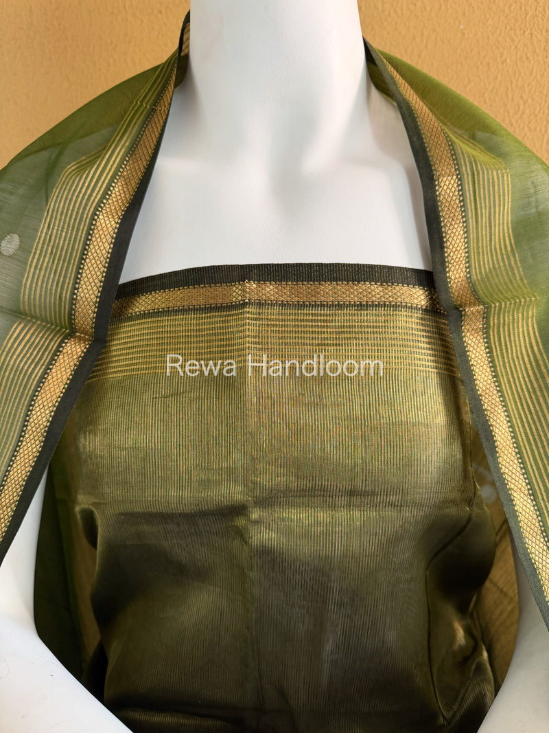Maheshwari Green Tissue Dress Material TTD010