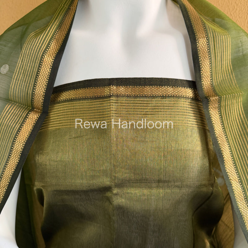 Maheshwari Green Tissue Dress Material TTD010