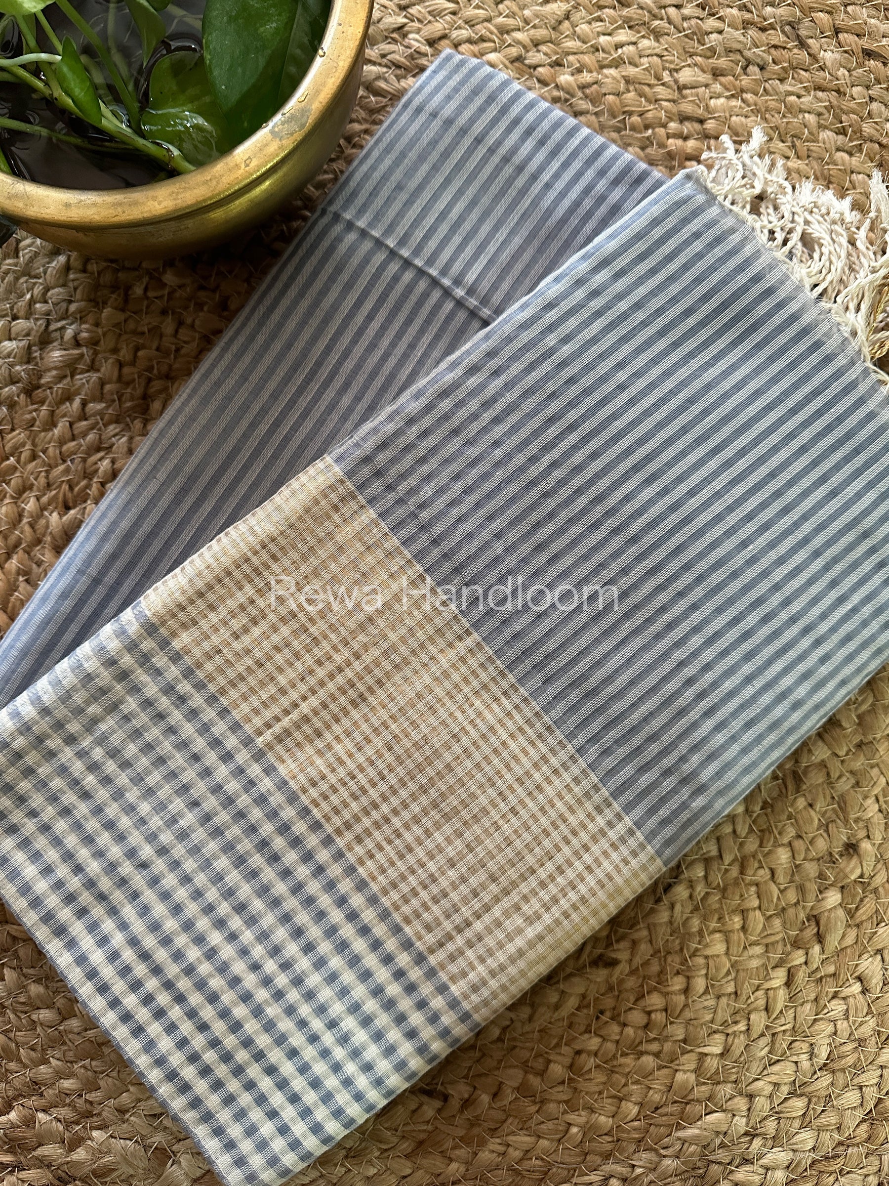 Maheshwari Grey Checks Dress Material-CPT03