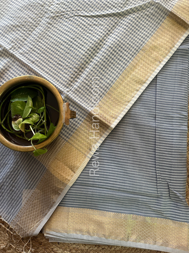 Maheshwari Grey Checks Dress Material CPT03