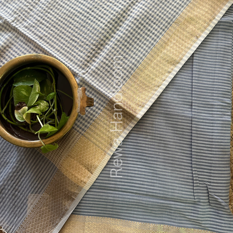 Maheshwari Grey Checks Dress Material CPT03