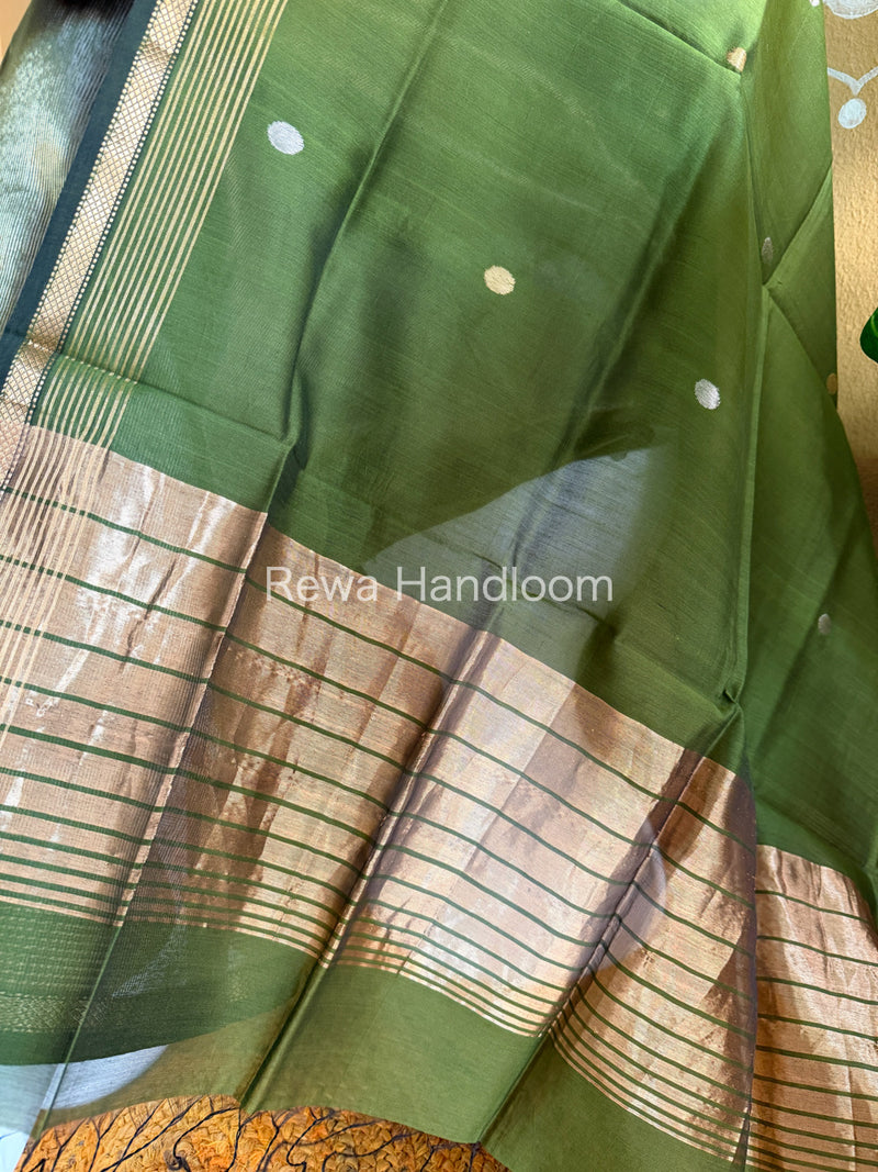 Maheshwari Green Tissue Dress Material TTD010