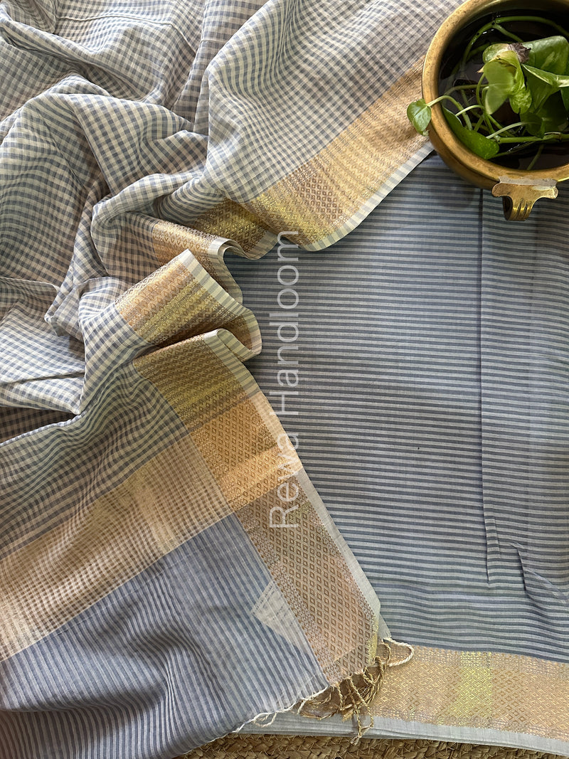 Maheshwari Grey Checks Dress Material CPT03