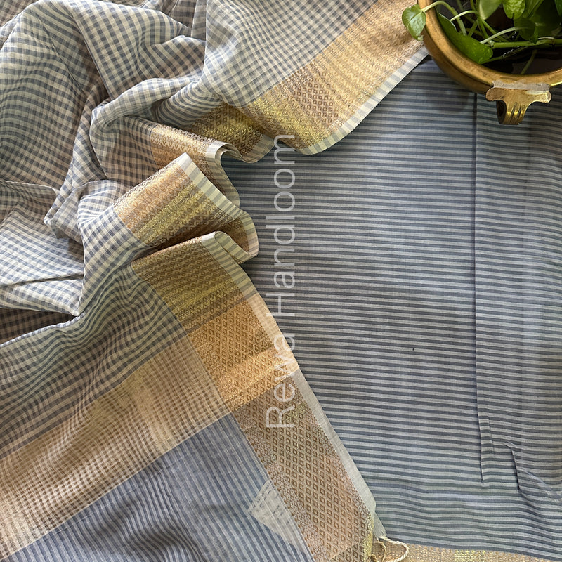 Maheshwari Grey Checks Dress Material CPT03