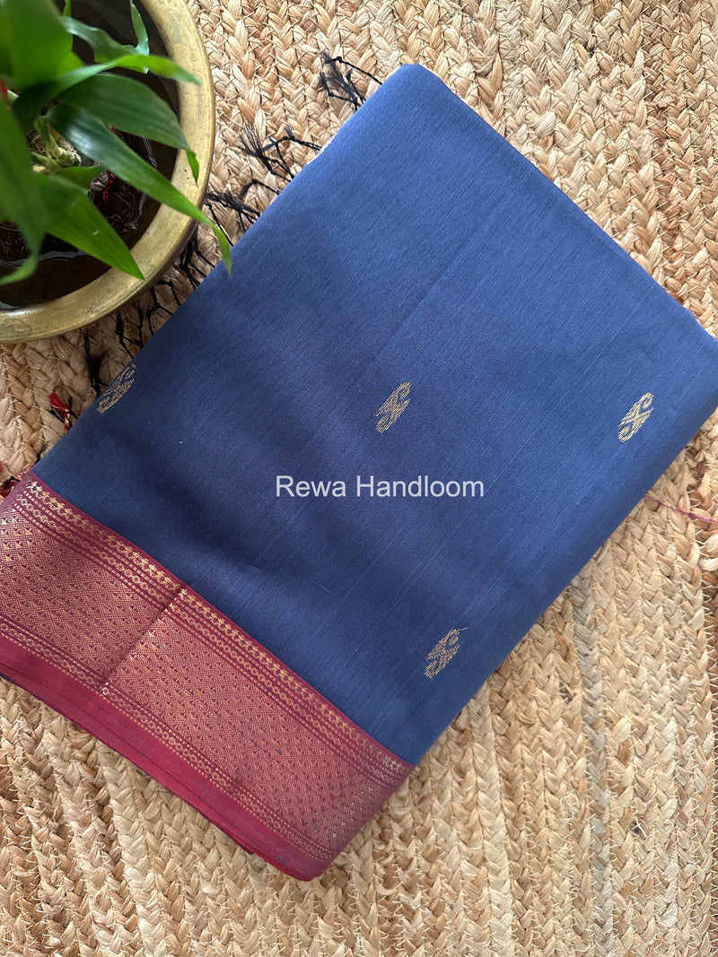 Maheshwari Charcoal Grey Aami Butti Saree SBT0090