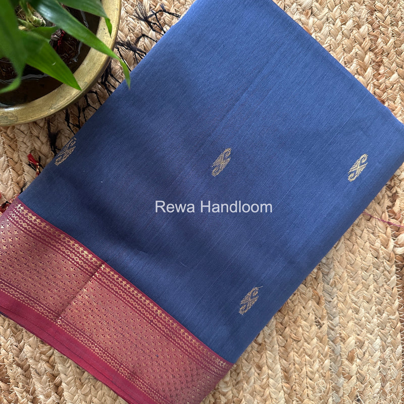 Maheshwari Charcoal Grey Aami Butti Saree SBT0090