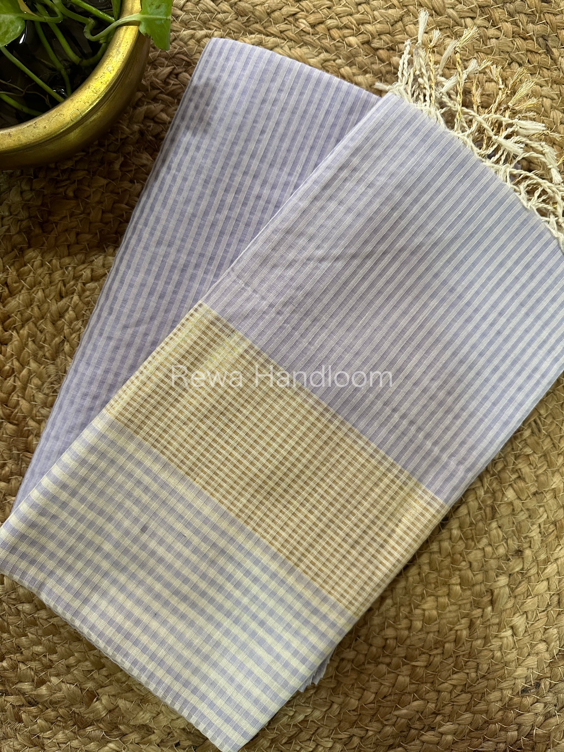 Maheshwari Light Lavender Checks Dress Material-CPT11