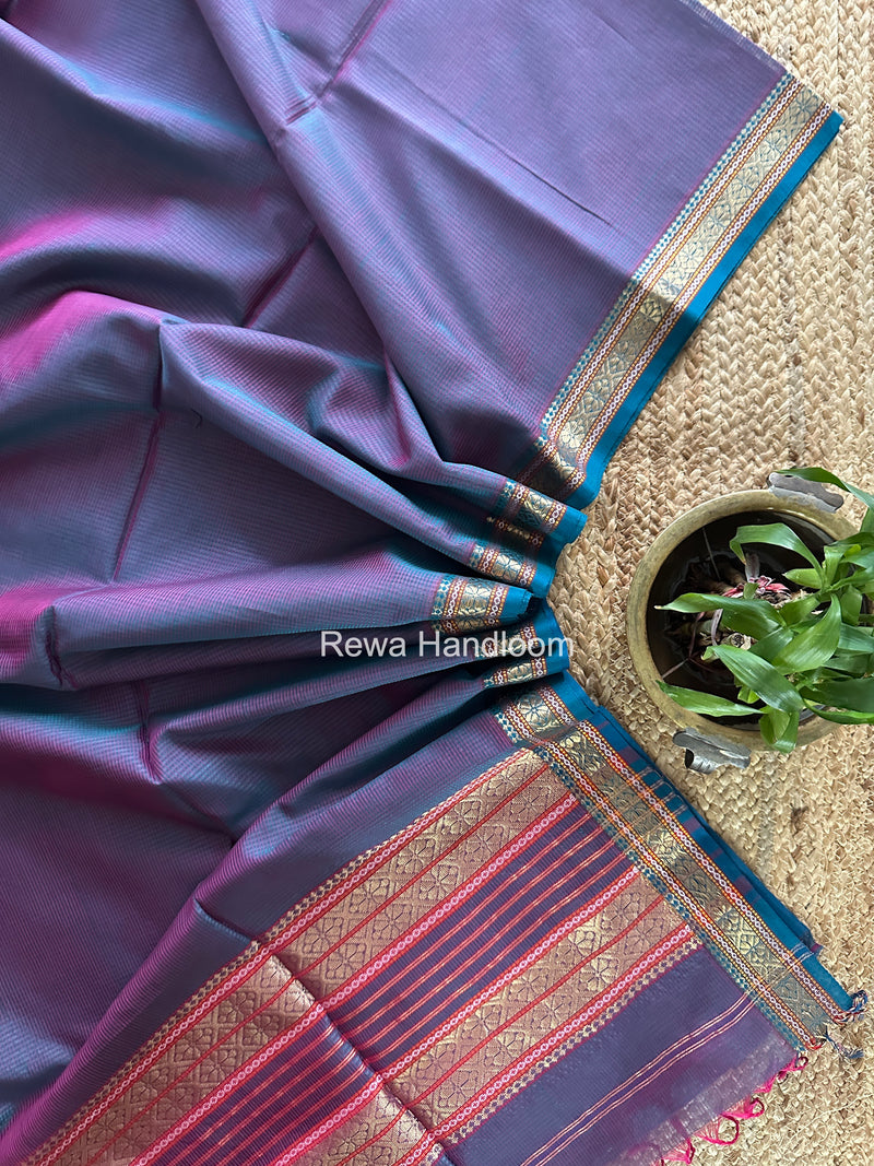 Maheshwari Rama Green Garbha Reshami Rich Pallu Silk Saree GRS010