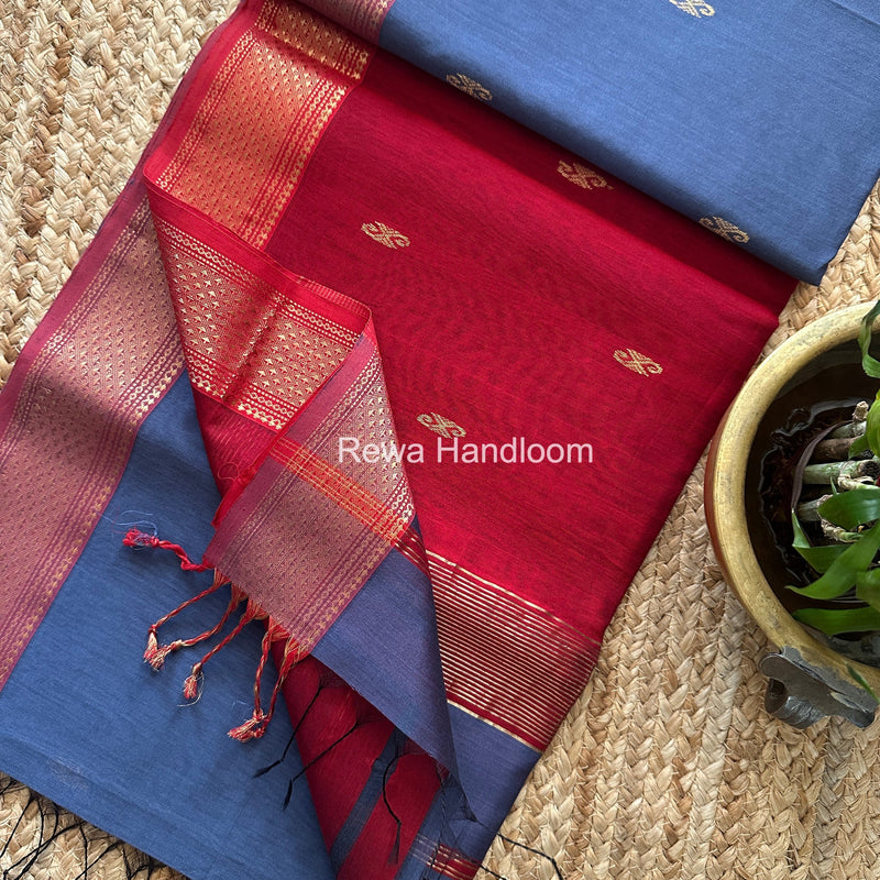 Maheshwari Charcoal Grey Aami Butti Saree SBT0090 Rewa Handloom