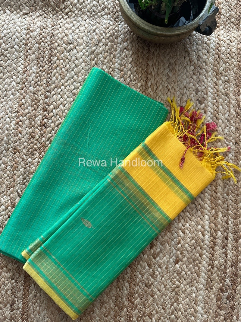 Maheshwari Green-Yellow Motifs Top-Dupatta Set PST099