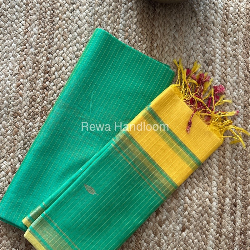 Maheshwari Green-Yellow Motifs Top-Dupatta Set PST099